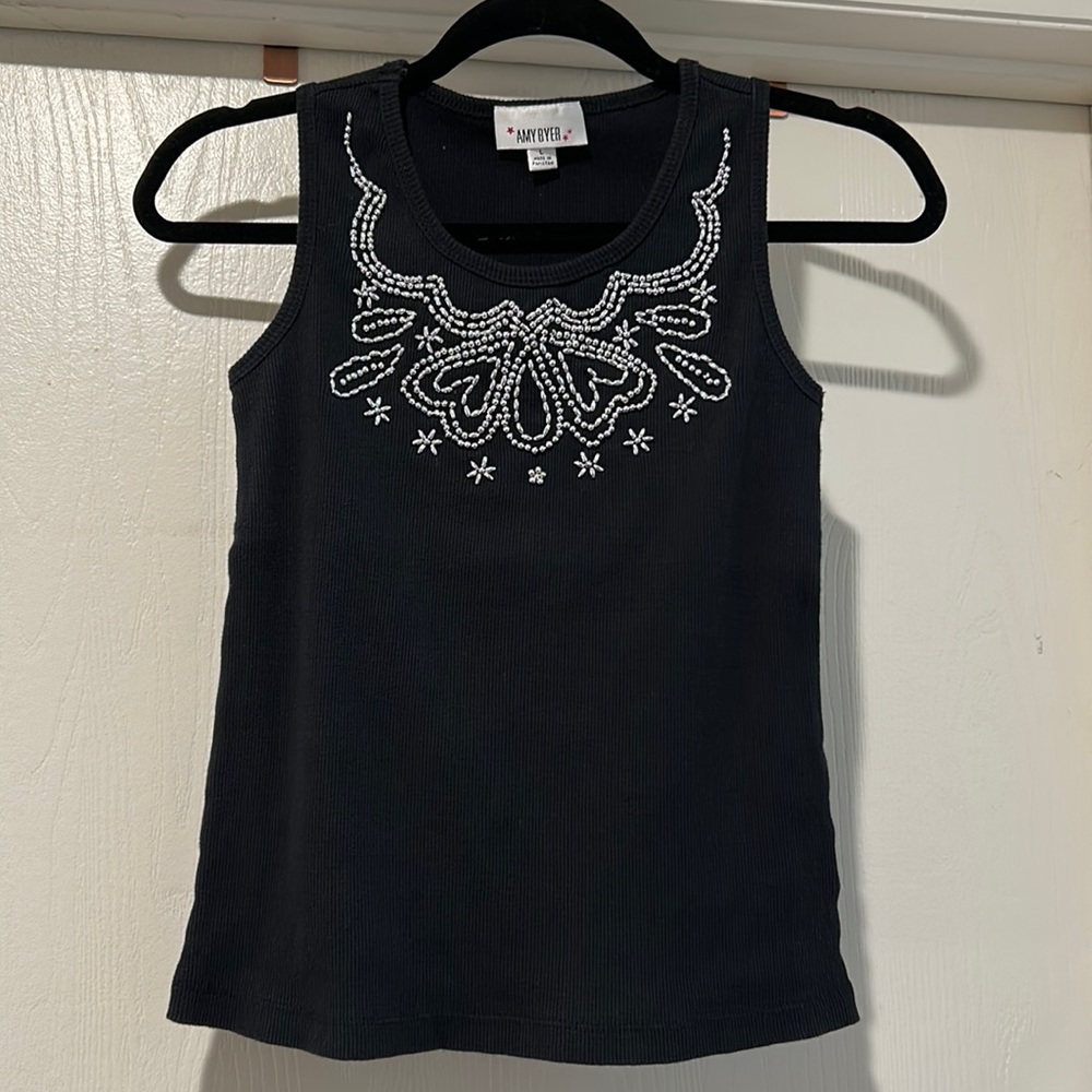 Ladies Black Embellished Tank Top